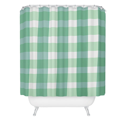 Lane and Lucia Green Gingham Shower Curtain