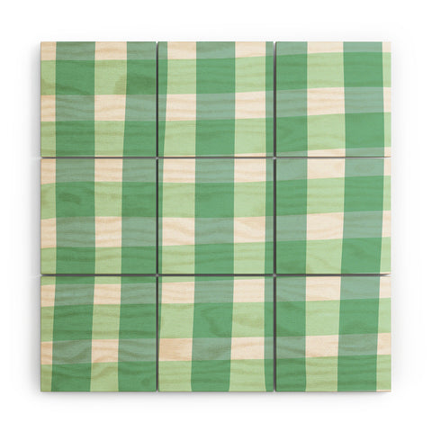 Lane and Lucia Green Gingham Wood Wall Mural