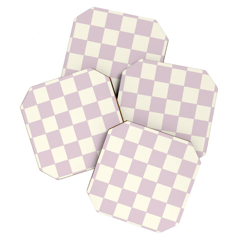 Lane and Lucia Lilac Check Pattern Coaster Set