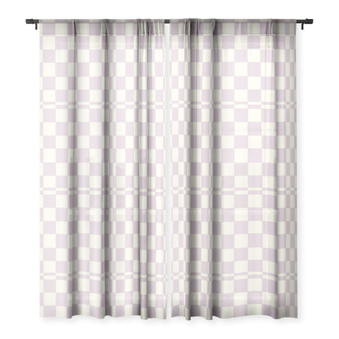 Lane and Lucia Lilac Check Pattern Sheer Window Curtain