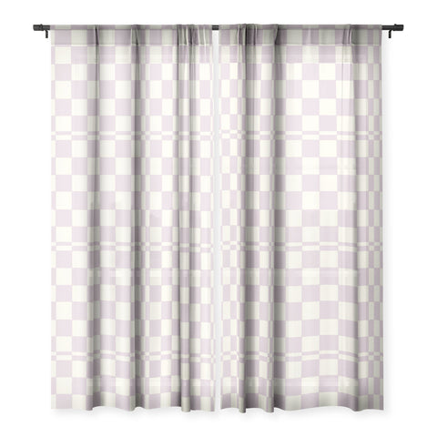Lane and Lucia Lilac Check Pattern Sheer Window Curtain