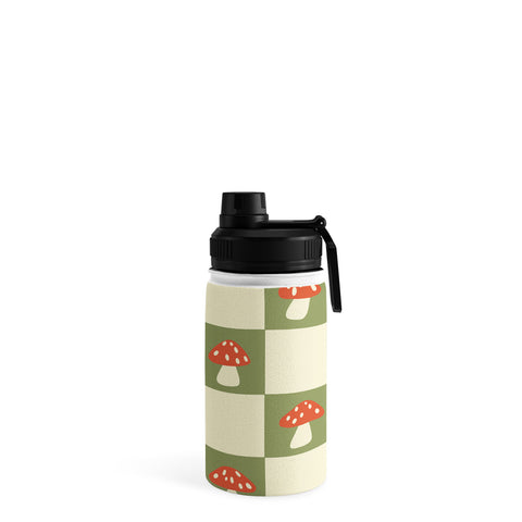 Lane and Lucia Mushroom Checkerboard Pattern Water Bottle