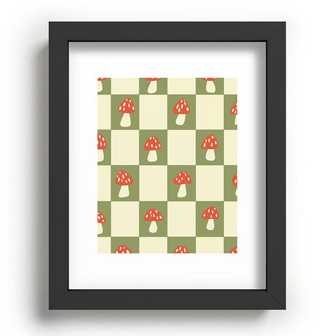 Lane and Lucia Mushroom Checkerboard Pattern Recessed Framing Rectangle
