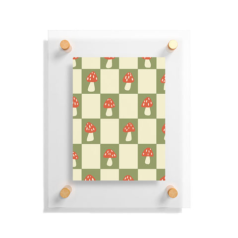 Lane and Lucia Mushroom Checkerboard Pattern Floating Acrylic Print