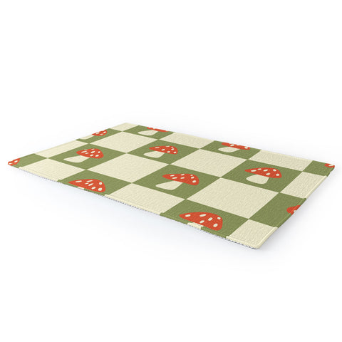 Lane and Lucia Mushroom Checkerboard Pattern Area Rug