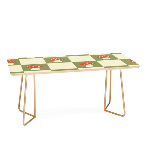 Lane and Lucia Mushroom Checkerboard Pattern Coffee Table