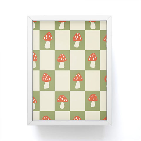 Lane and Lucia Mushroom Checkerboard Pattern Framed Mini Art Print