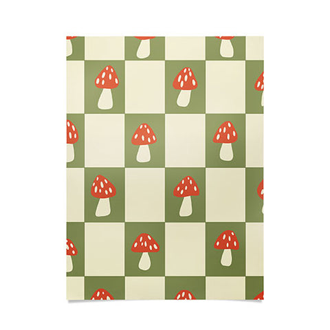 Lane and Lucia Mushroom Checkerboard Pattern Poster