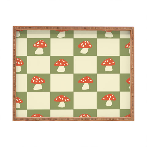 Lane and Lucia Mushroom Checkerboard Pattern Rectangular Tray