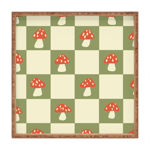 Lane and Lucia Mushroom Checkerboard Pattern Square Tray