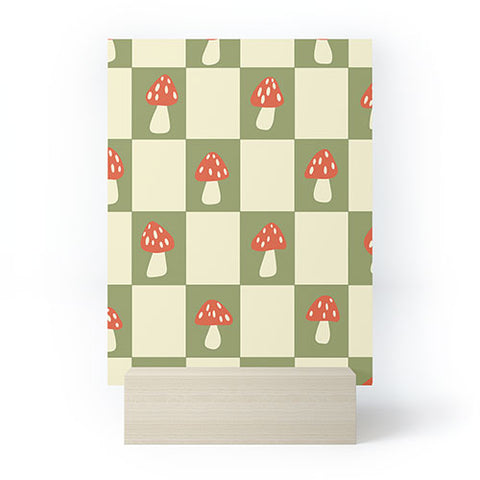 Lane and Lucia Mushroom Checkerboard Pattern Mini Art Print