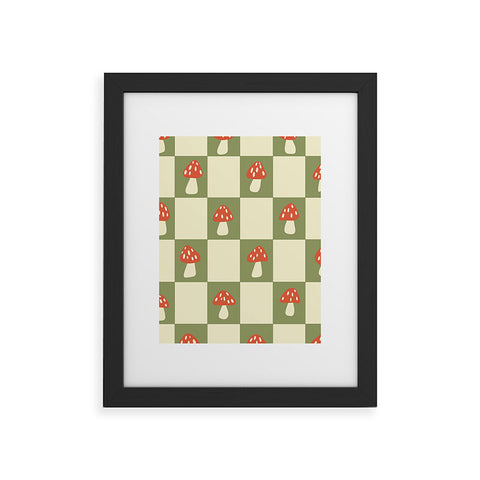 Lane and Lucia Mushroom Checkerboard Pattern Framed Art Print