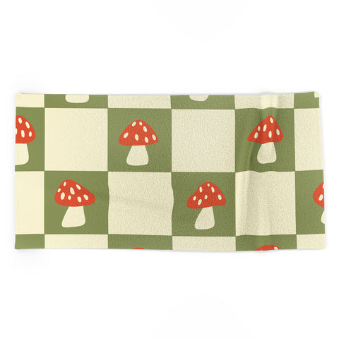 Lane and Lucia Mushroom Checkerboard Pattern Beach Towel