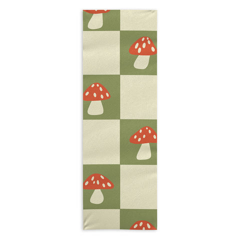 Lane and Lucia Mushroom Checkerboard Pattern Yoga Towel