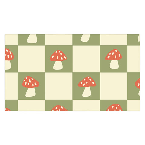 Lane and Lucia Mushroom Checkerboard Pattern Tablecloth