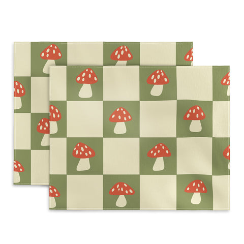 Lane and Lucia Mushroom Checkerboard Pattern Placemat