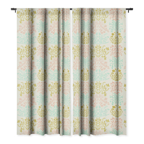 Lane and Lucia Pastel Wildflower Damask Blackout Window Curtain