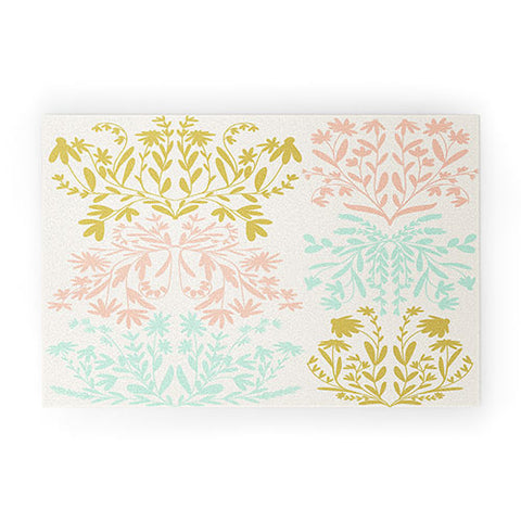 Lane and Lucia Pastel Wildflower Damask Welcome Mat