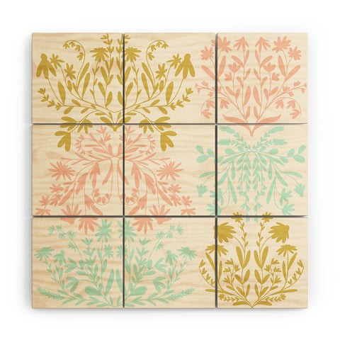 Lane and Lucia Pastel Wildflower Damask Wood Wall Mural