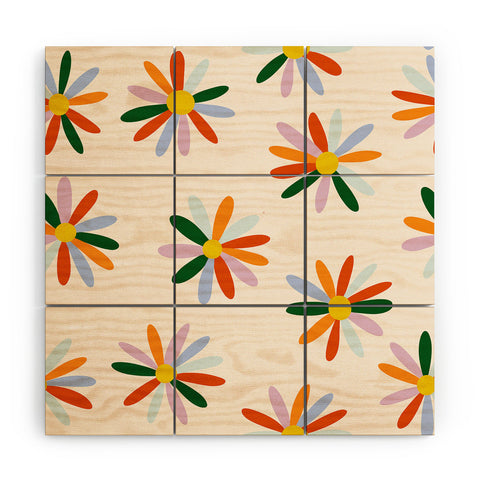 Lane and Lucia Patchwork Daisies Wood Wall Mural