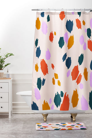 Lane and Lucia Rainbow Animal Print Shower Curtain And Mat