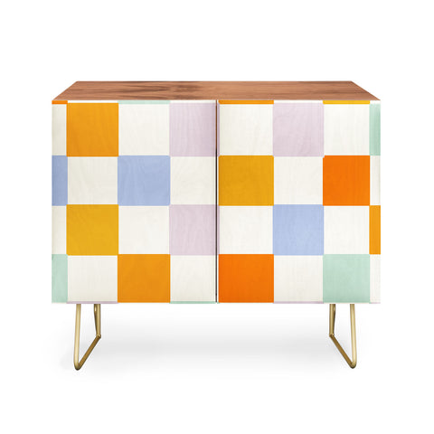 Lane and Lucia Rainbow Check Pattern Credenza
