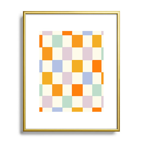 Lane and Lucia Rainbow Check Pattern Metal Framed Art Print