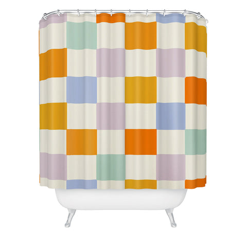 Lane and Lucia Rainbow Check Pattern Shower Curtain