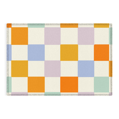 Lane and Lucia Rainbow Check Pattern Outdoor Rug