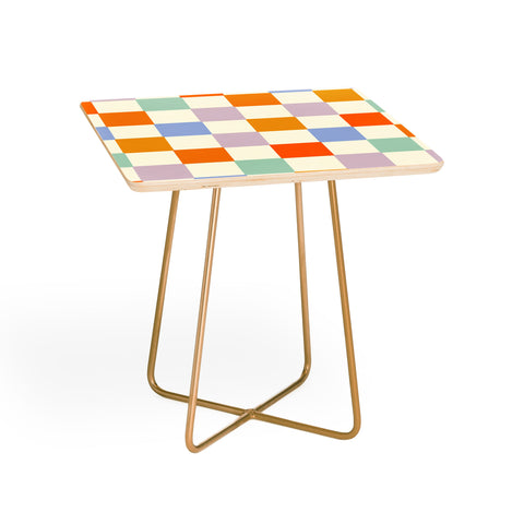 Lane and Lucia Rainbow Check Pattern Side Table