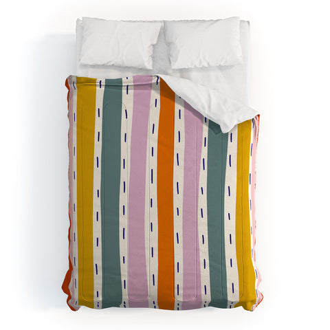 Lane and Lucia Rainbow Stripes and Dashes Comforter