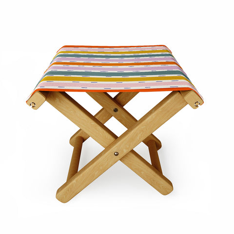 Lane and Lucia Rainbow Stripes and Dashes Folding Stool