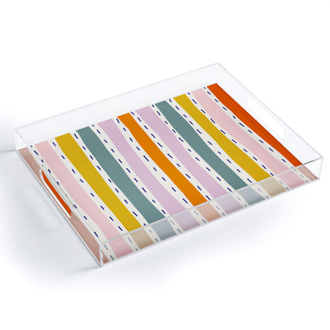 Lane and Lucia Rainbow Stripes and Dashes Acrylic Tray