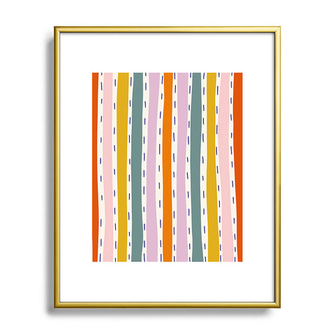 Lane and Lucia Rainbow Stripes and Dashes Metal Framed Art Print