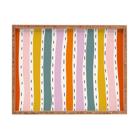 Lane and Lucia Rainbow Stripes and Dashes Rectangular Tray