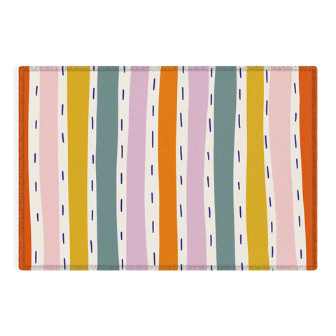 Lane and Lucia Rainbow Stripes and Dashes Outdoor Rug
