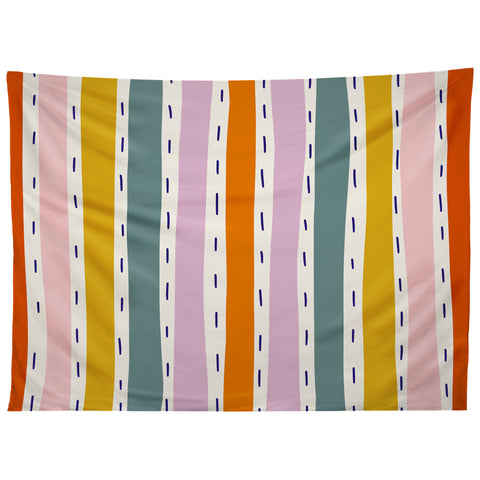 Lane and Lucia Rainbow Stripes and Dashes Tapestry