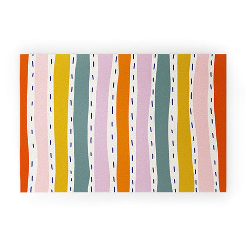 Lane and Lucia Rainbow Stripes and Dashes Welcome Mat