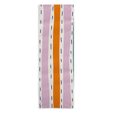 Lane and Lucia Rainbow Stripes and Dashes Yoga Towel