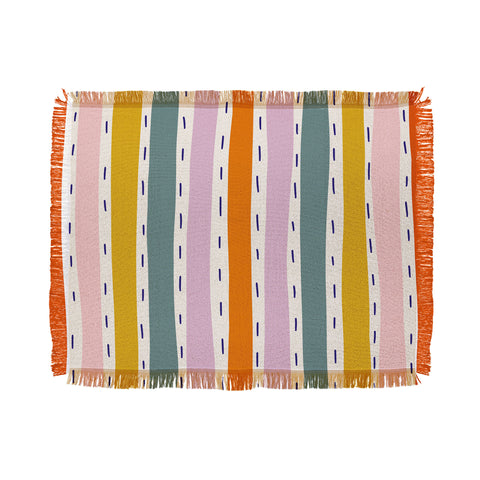 Lane and Lucia Rainbow Stripes and Dashes Throw Blanket
