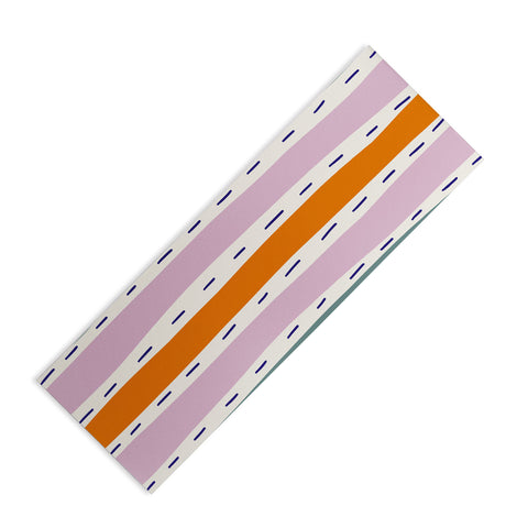 Lane and Lucia Rainbow Stripes and Dashes Yoga Mat