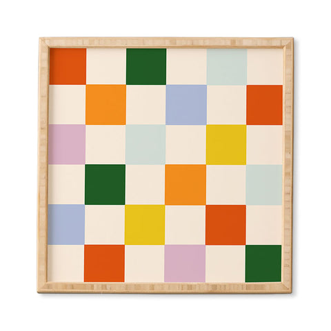 Lane and Lucia Retro Rainbow Checkerboard Framed Wall Art