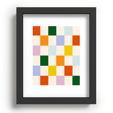 Lane and Lucia Retro Rainbow Checkerboard Recessed Framing Rectangle