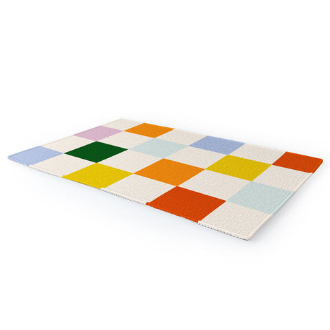 Lane and Lucia Retro Rainbow Checkerboard Area Rug