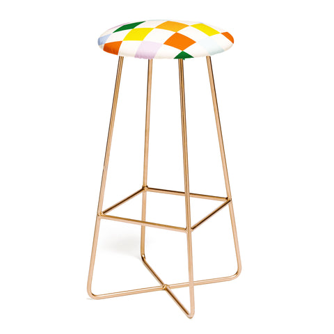 Lane and Lucia Retro Rainbow Checkerboard Bar Stool