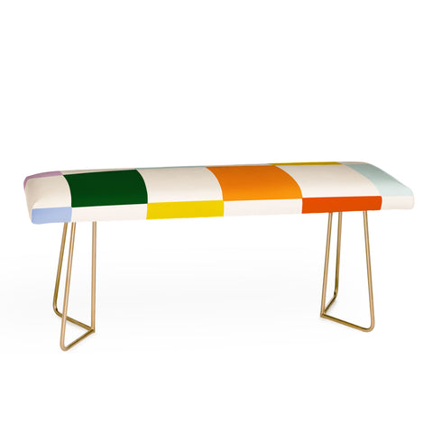 Lane and Lucia Retro Rainbow Checkerboard Bench