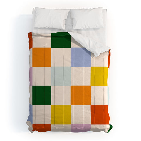 Lane and Lucia Retro Rainbow Checkerboard Comforter