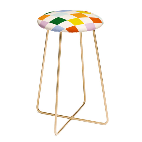 Lane and Lucia Retro Rainbow Checkerboard Counter Stool