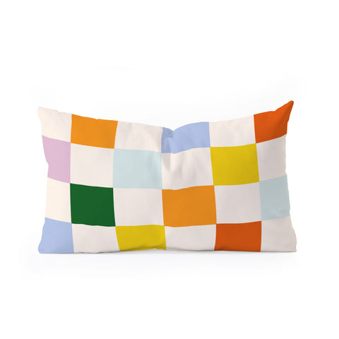 Lane and Lucia Retro Rainbow Checkerboard Oblong Throw Pillow