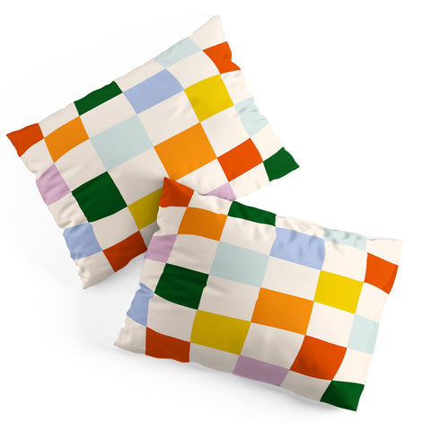 Lane and Lucia Retro Rainbow Checkerboard Pillow Shams